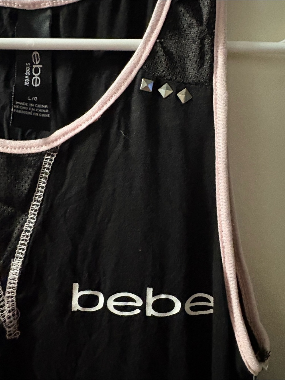 bebe Black Tank with Pink Trim and Logo size L - Picture 4 of 6